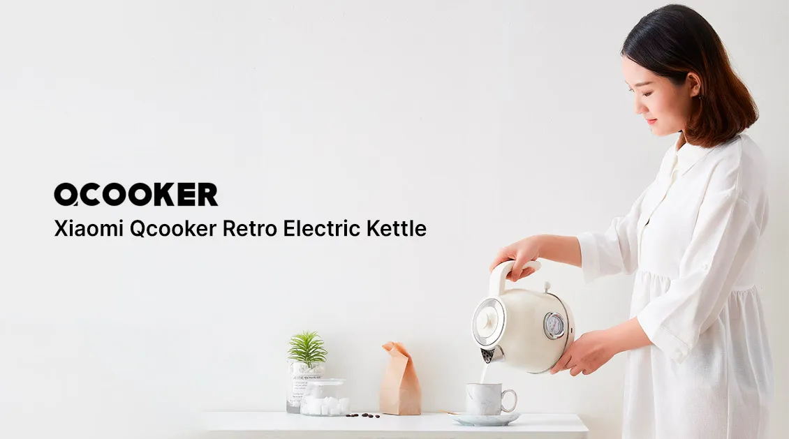 Электрочайник Xiaomi Qcooker Retro Electric Kettle бежевый Электрочайник Xiaomi Qcooker Retro Electric Kettle бежевый - 1