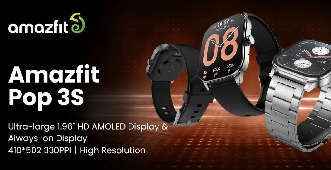 Умные часы Xiaomi Amazfit POP 3S серебристый (чёрный ремешок) Умные часы Xiaomi Amazfit POP 3S серебристый (чёрный ремешок) - 1