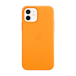 Клип-кейс (накладка) Apple Leather Case MagSafe для Apple iPhone 12 / 12 Pro (Уценка) California Poppy