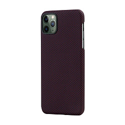 Клип-кейс (накладка) Pitaka MagEZ Case для Apple iPhone 11 Pro кевлар (арамид), чёрно-красный (плетение "шахматы")