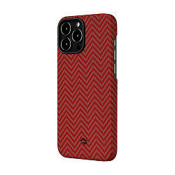 Клип-кейс (накладка) Pitaka MagEZ Case 2 для Apple iPhone 13 Pro кевлар (арамид), красно-оранжевый (плетение "ёлочка")