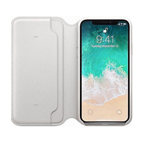 Чехол-книжка Apple Leather Folio для Apple iPhone X кожа, White - 2
