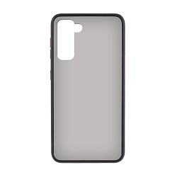 Клип-кейс (накладка) Shell для Samsung Galaxy S21 пластик, затемнённый с чёрной рамкой