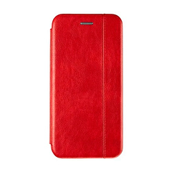 Чехол-книжка Premium для Xiaomi Redmi 8a искусственная кожа, красный со строчкой