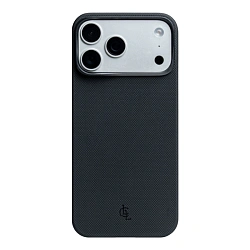 Клип-кейс (накладка) LLC Kevlar для Apple iPhone 17 Pro кевлар (арамид), чёрно-серый