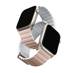 Магнитный браслет UNIQ Revix для Apple Watch 38 / 40 / 41 / 42mm силикон пудрово-белый