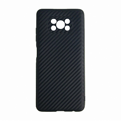 Клип-кейс (накладка) для Xiaomi Poco X3 NFC / Poco X3 Pro силикон, чёрный под карбон