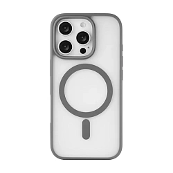 Клип-кейс (накладка) uBear Cloud Mag Case для Apple iPhone 16 Pro Max полиуретан, поликарбонат, прозрачный с серой рамкой