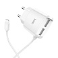 Сетевое зарядное устройство + кабель Lightning Hoco C59A 10 Вт, белый - 2