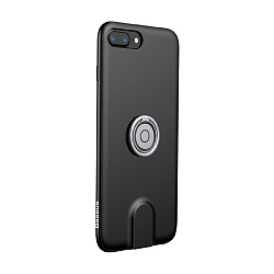 Автомобильный держатель магнитный Baseus + чехол iPhone 7/8 с беспроводной зарядкой (зажим), чёрный