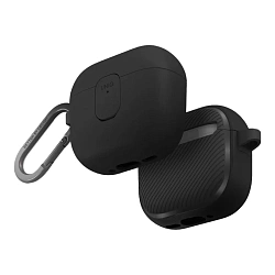 Кобура UNIQ Clyde для Apple AirPods 4 полиуретан, поликарбонат, "угольный" - тёмно-серый