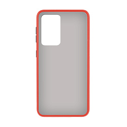 Клип-кейс (накладка) Shell для Samsung Galaxy S21 Ultra пластик, затемнённый с красной рамкой