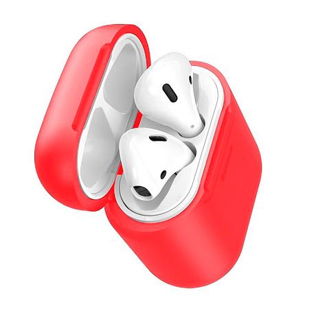 Кобура Baseus Wareless Charger для Apple AirPods 2018 / 2019 силикон, красный - 2