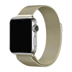Миланский сетчатый браслет для Apple Watch 44 / 45 / 46 / 49mm сталь светлое золото