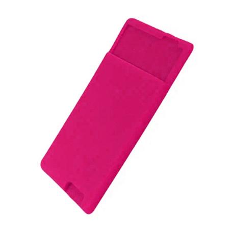 Кардхолдер Silicone Card Bag для смартфона универсальный силикон, ярко-розовый - 2