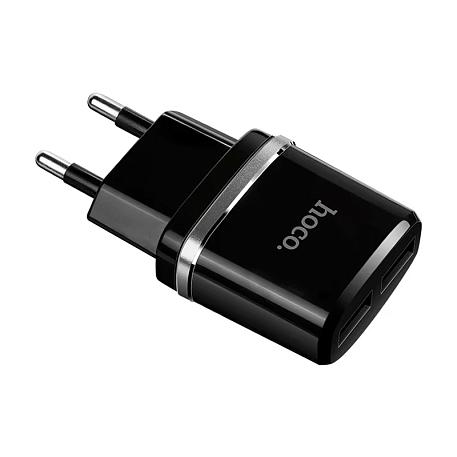 Сетевое зарядное устройство + кабель Lightning Hoco C12A 12 Вт, чёрный - 2