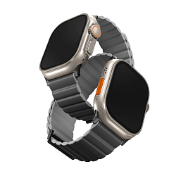 Магнитный браслет UNIQ Revix для Apple Watch 44 / 45 / 46 / 49mm силикон угольно-серый