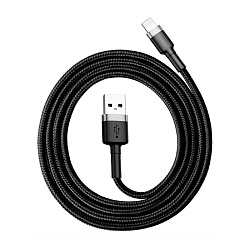 Дата-кабель Baseus Cafule Lightning 2 м, чёрный с серым