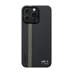 Клип-кейс (накладка) Pitaka Fusion Weaving MagEZ Case 5 для Apple iPhone 15 Pro кевлар (арамид), "разрыв линии"