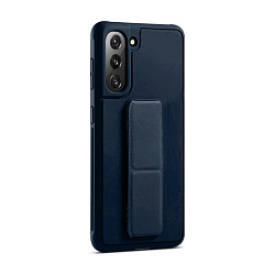 Клип-кейс (накладка) с магнитной подставкой для Samsung Galaxy S21 силикон, тёмно-синий