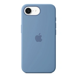 Клип-кейс (накладка) Silicone Case MagSafe для Apple iPhone 16e / 17e силикон, серо-синий