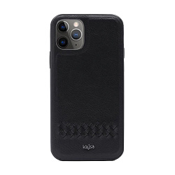 Клип-кейс (накладка) Kajsa Preppie Collection для Apple iPhone 11 Pro кожа, чёрный горизонтальное плетение