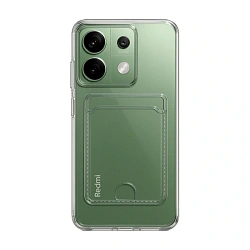 Клип-кейс (накладка) с визитницей для Xiaomi Redmi Note 13 Pro 5G / Poco X6 5G силикон, прозрачный