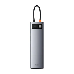 Адаптер-разветвитель для компьютера Baseus Metal Gleam Series/Starjoy(HDMI*2+USB3.0*3+PD*1+SD/TF*1+RJ45*1+VGA*1+3.5mm Audio*1) (11в1) серый