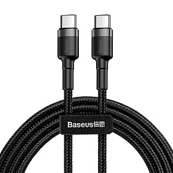 Дата-кабель Baseus Cafule PD2.0 Type-C to Type-C 2 м, чёрный с серым