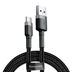Дата-кабель Baseus Cafule Type-C 2 м, чёрный с серым