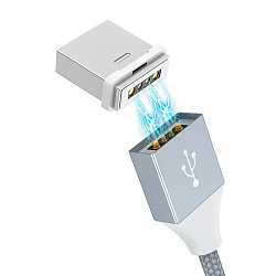 Дата-кабель Hoco U40B Magnetic Lightning 1 м, серый
