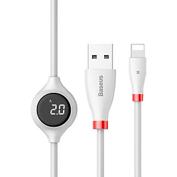 Дата-кабель Baseus Big Eye Digital Display Lightning 1.2 м, белый