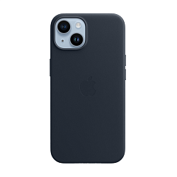 Клип-кейс (накладка) Leather Case MagSafe для Apple iPhone 14 кожа, тёмно-синий