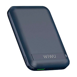 Внешний аккумулятор с беспроводной зарядкой WIWU Snap Cube Magnetic Wireless Power Bank 10000 мАч 22.5 Вт тёмно-синий
