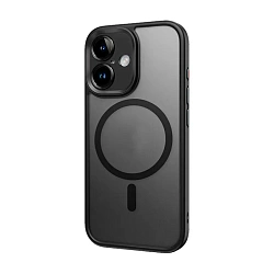 Клип-кейс (накладка) Rock Guard Touch Magnetic для Apple iPhone 16 Plus полиуретан, поликарбонат, затемнённый с чёрной рамкой