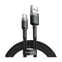 Дата-кабель Baseus Cafule Type-C 0.5 м, чёрный с серым