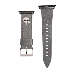 Ремешок CG Mobile Lagerfeld PU Saffiano Karl head для Apple Watch 38 / 40 / 41 / 42mm искусственная кожа серебристый