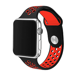 Спортивный ремешок Nike для Apple Watch 44 / 45 / 46 / 49mm фторэластомер чёрный с красным