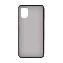 Клип-кейс (накладка) Shell для Samsung Galaxy A51 пластик, затемнённый с чёрной рамкой