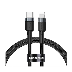 Дата-кабель Baseus Cafule Type-C to Lightning 1 м, чёрный с серым