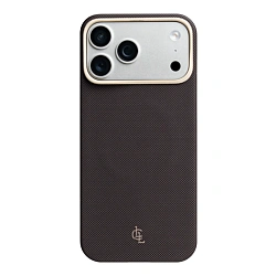 Клип-кейс (накладка) LLC Kevlar для Apple iPhone 17 Pro Max кевлар (арамид), чёрно-коричневый