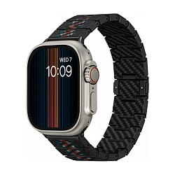 Браслет Pitaka Modern Fiber для Apple Watch 38 / 40 / 41 / 42 / 44 / 45 / 46 / 49mm карбон (Уценка) "рапсодия" (хорошее состояние, потертости на креплениях, потертости на гранях звеньев)