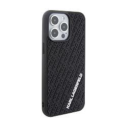 Клип-кейс (накладка) CG Mobile Lagerfeld Karl 3D Rubber для Apple iPhone 15 Pro Max пластик, силикон, "Multi Logo" чёрный