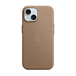 Клип-кейс (накладка) FineWoven Case MagSafe для Apple iPhone 15 ткань, силикон, серо-коричневый