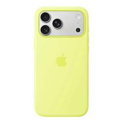 Клип-кейс (накладка) Silicone Case MagSafe для Apple iPhone 17 Pro Max силикон, "неоновый жёлтый"