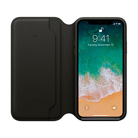 Чехол-книжка Apple Leather Folio для Apple iPhone X кожа, Black - 2